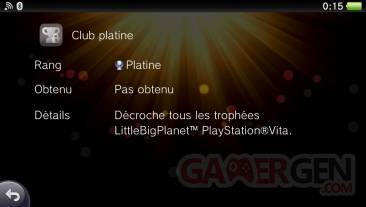 LittleBigPlanet PSVita trophees Platine 27.09.2012.